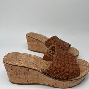 Brown Woven Wedge Sandals Size 7